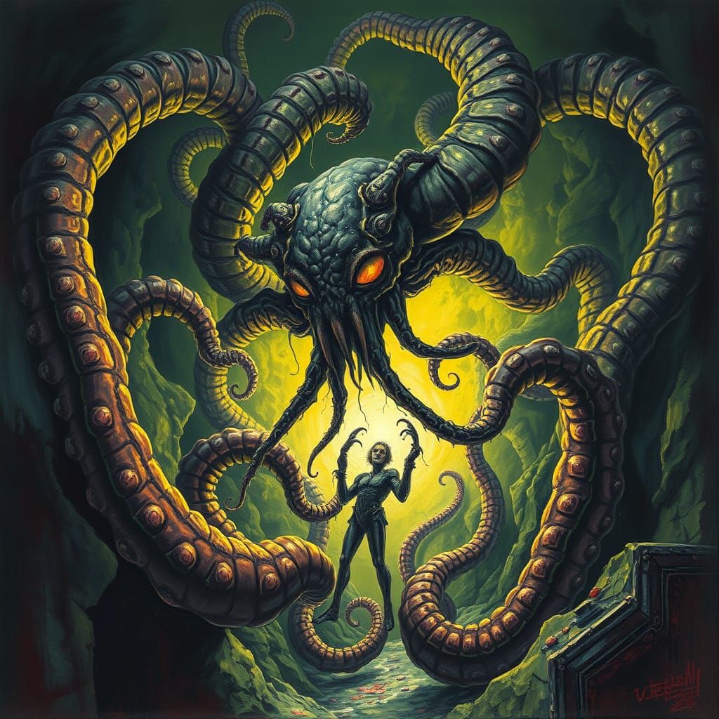 Eldritch Horror Unfolds in Dark, Gouache Splendor