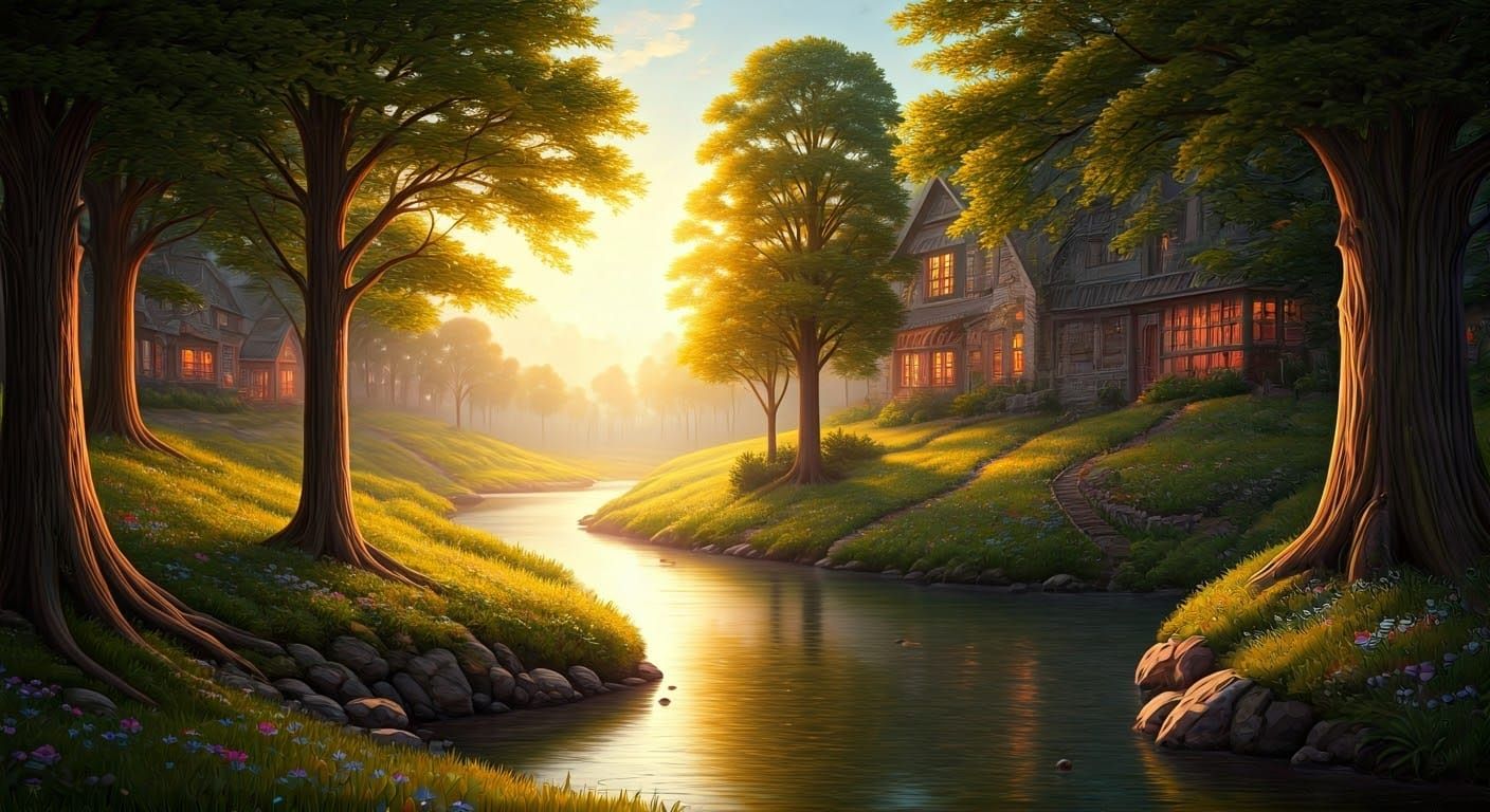 Ethereal Fantasy Portrait in Golden Hour Mist