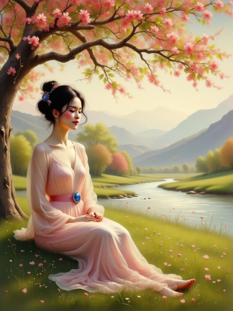 Serene Figure Embodies Stillness in Nature