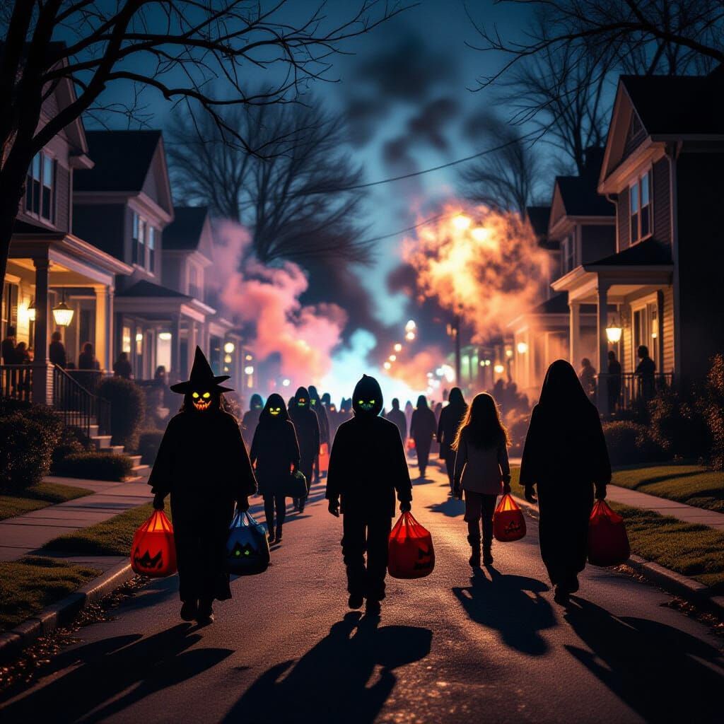 Unsettling Halloween Night in Suburban Gothic Horror
