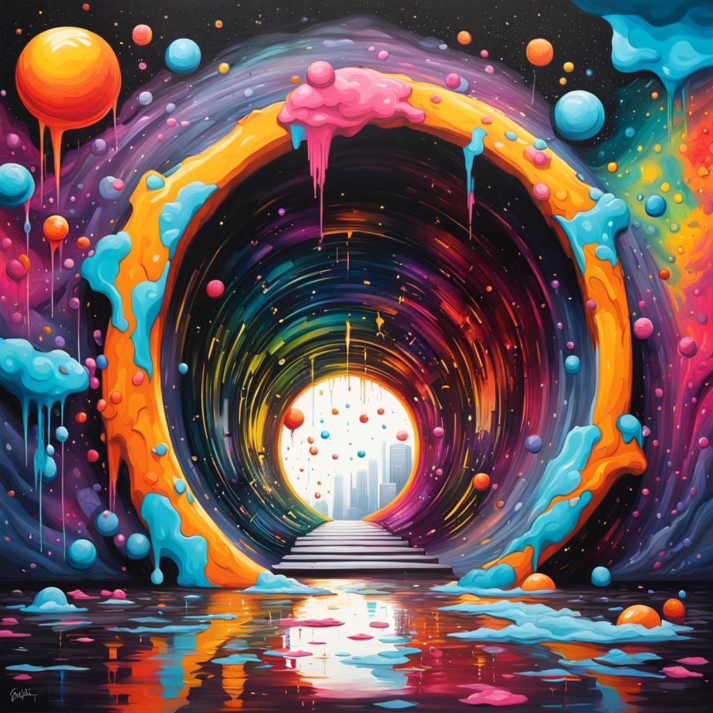 Colorful Space Portals as Graffiti Art