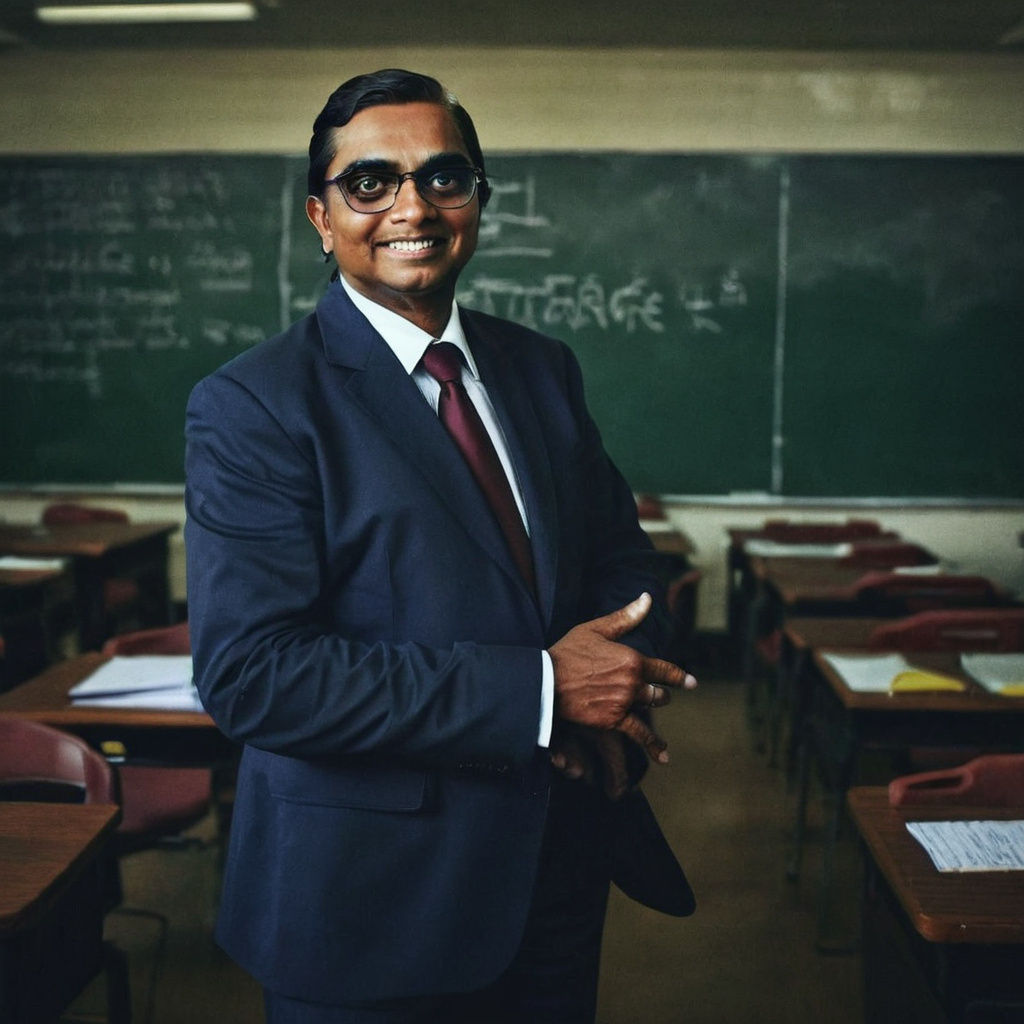 Elegant Professor in a Cinematic Classroom