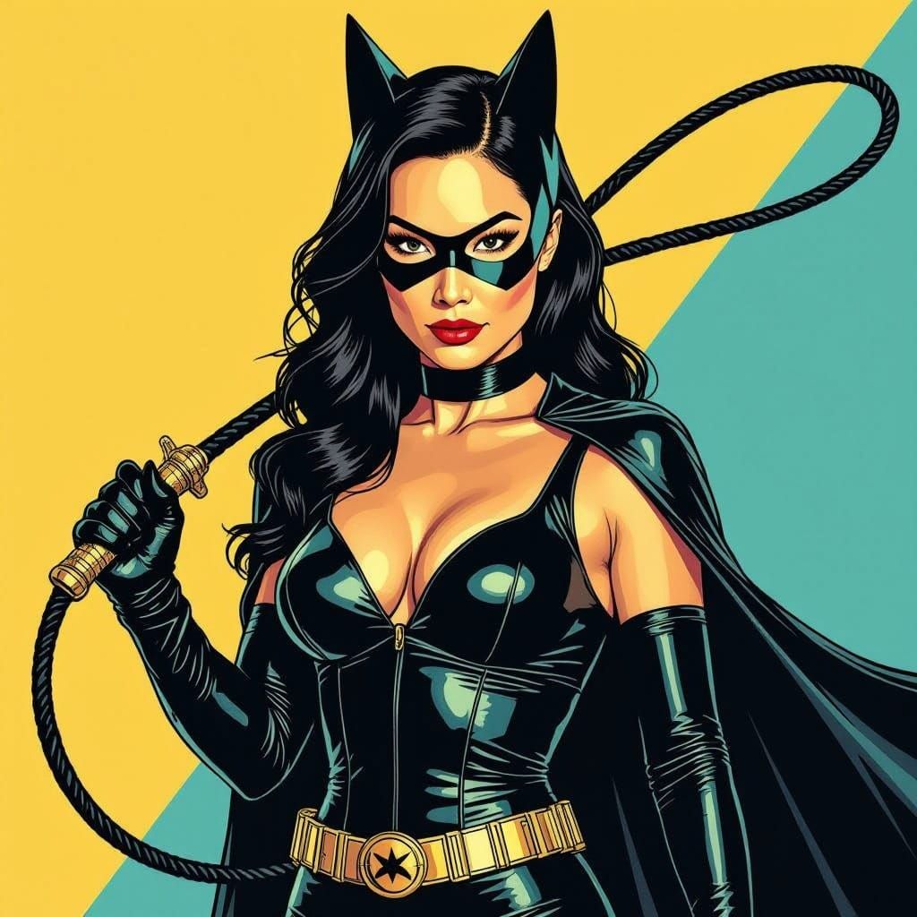 Lucy Liu as Triadic Catwoman in Pop Art Style