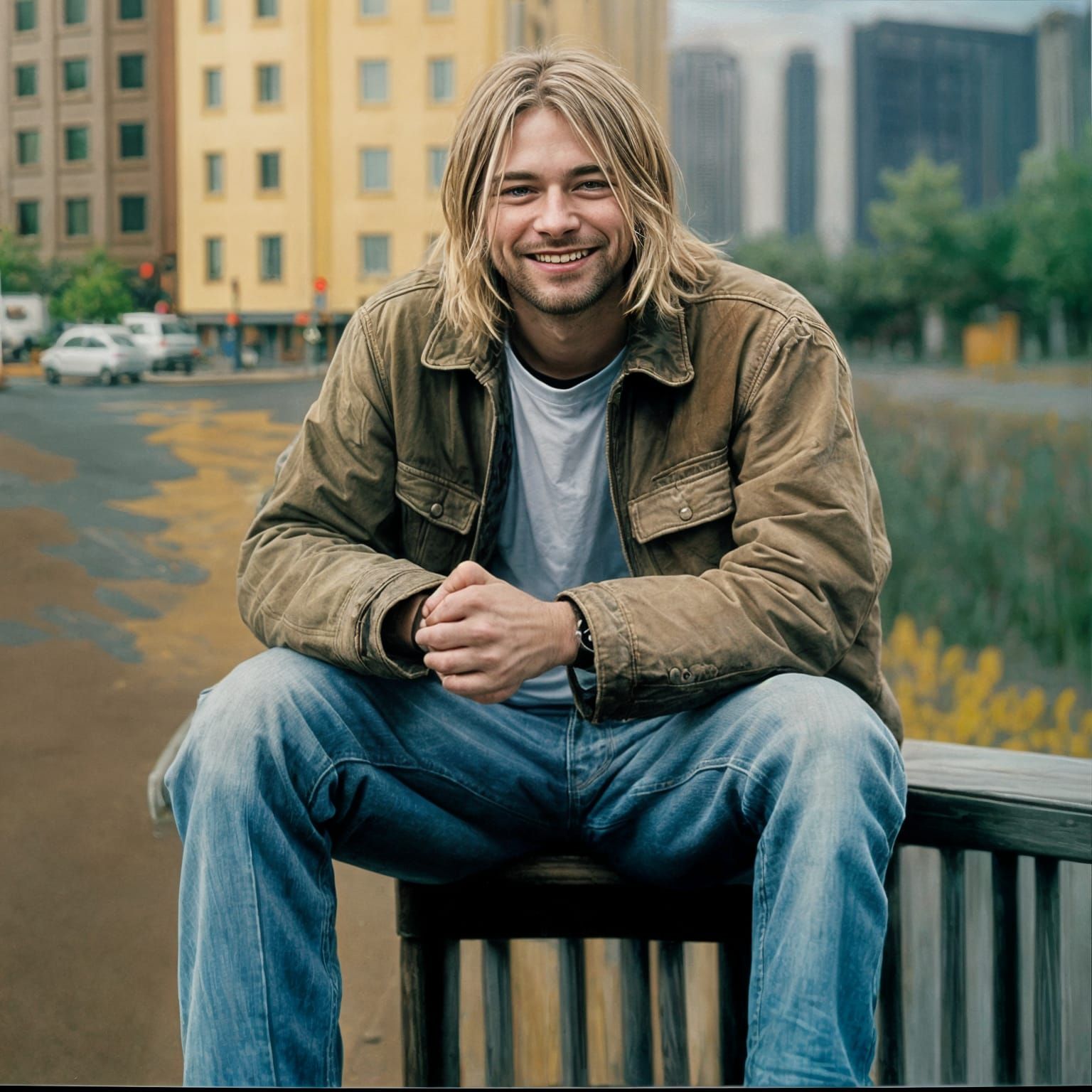 Kurt Cobain Smiling: Impasto Oil Painting in Seattle