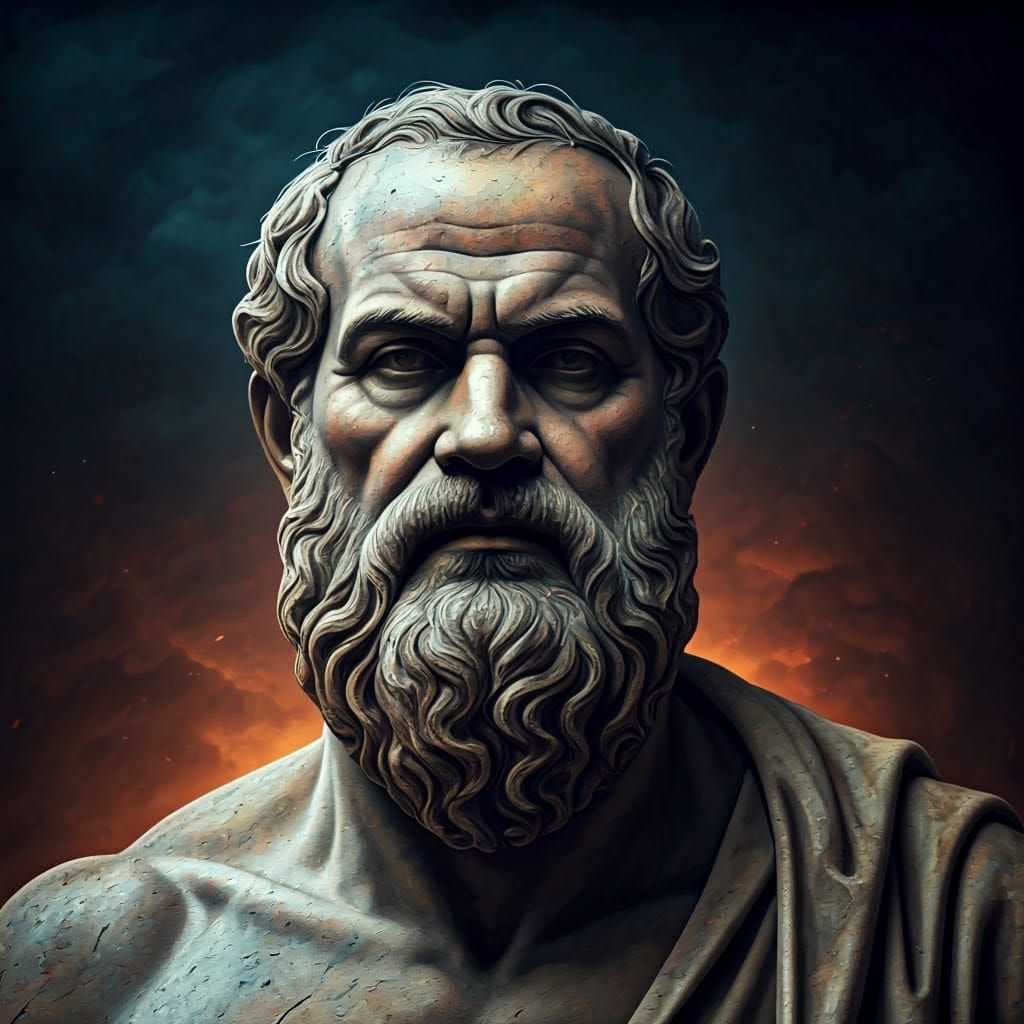 Ancient Greek Philosopher in Dramatic Chiaroscuro