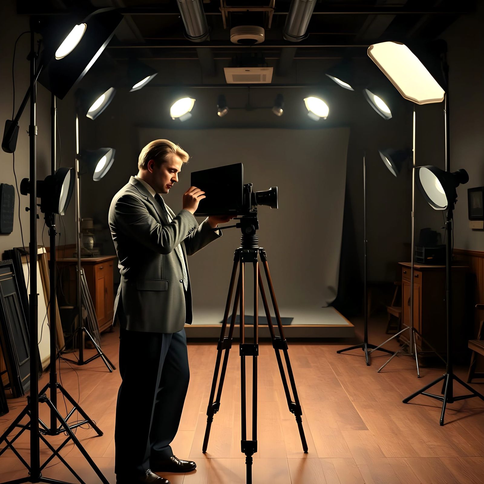 1940s Photographer's Studio with Bellows Camera