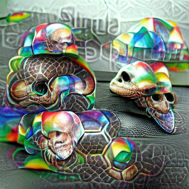 Holographic Rainbow Snake Fungal Skull
