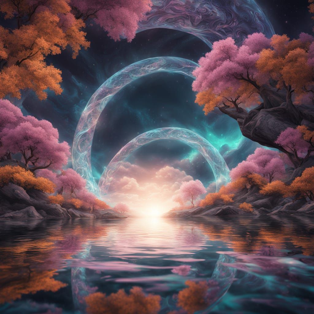 Eternal Torus Energy Above Crystal Water in Edo Style