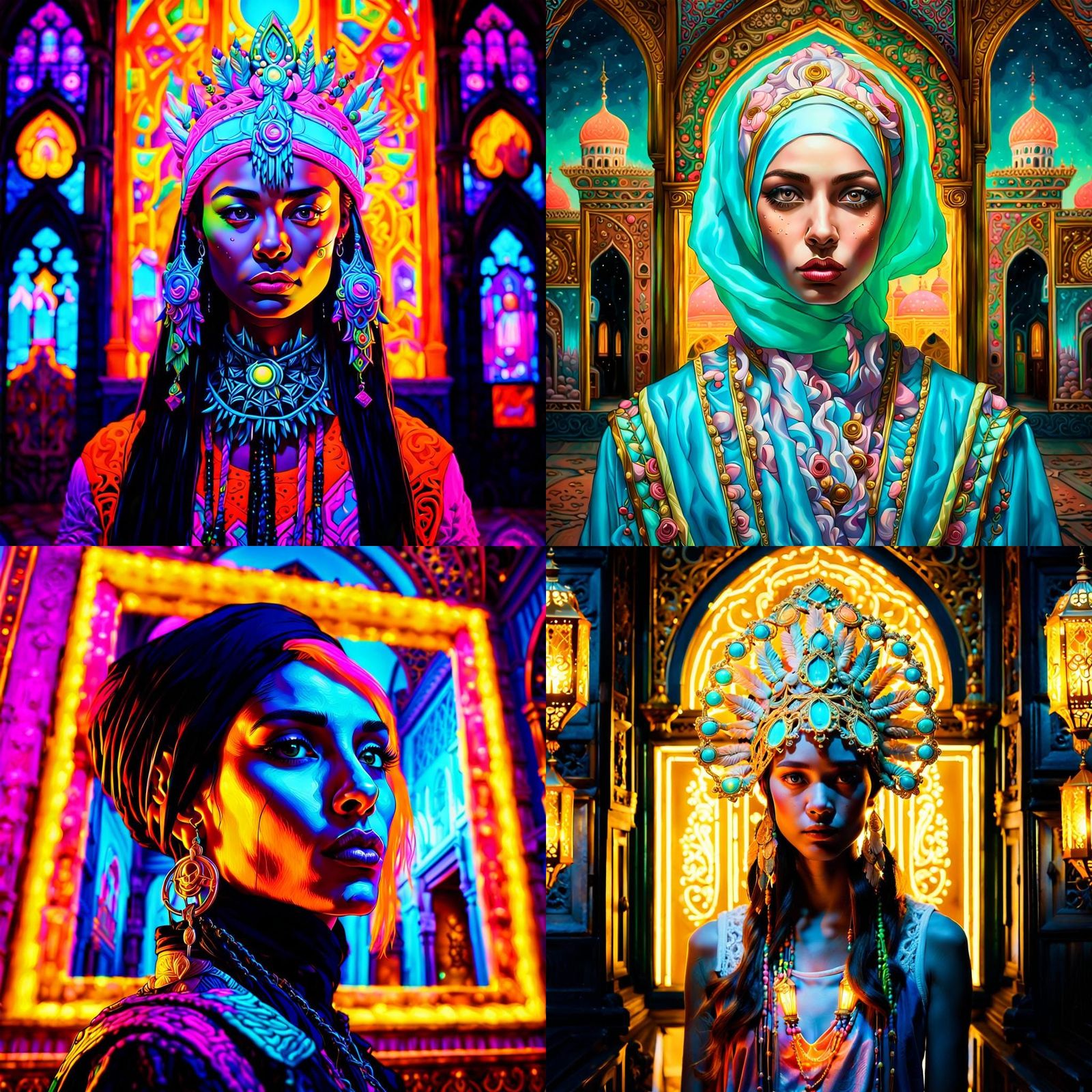 Sparkpunk Arabian Woman in Pastel Goth Portrait