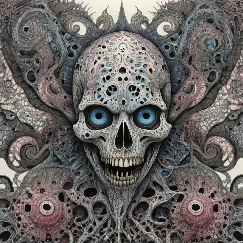 Vibrant Fractal Horror in Zentangle