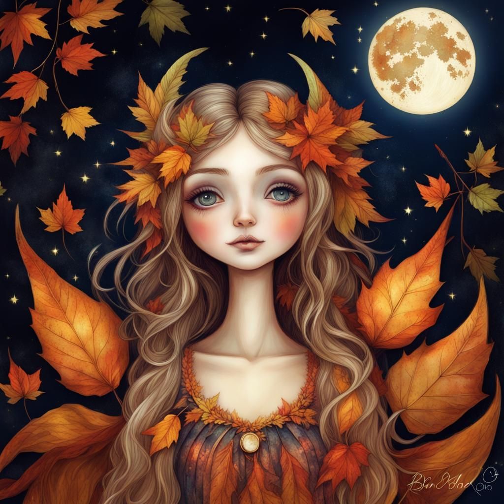 Autumn Night Moonlit Fairy
