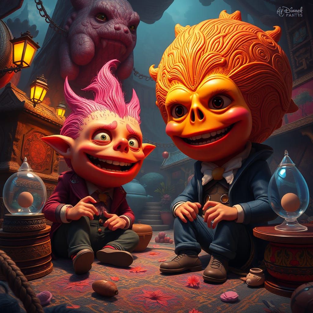 Humorous Meme Scene in Fantasy Style