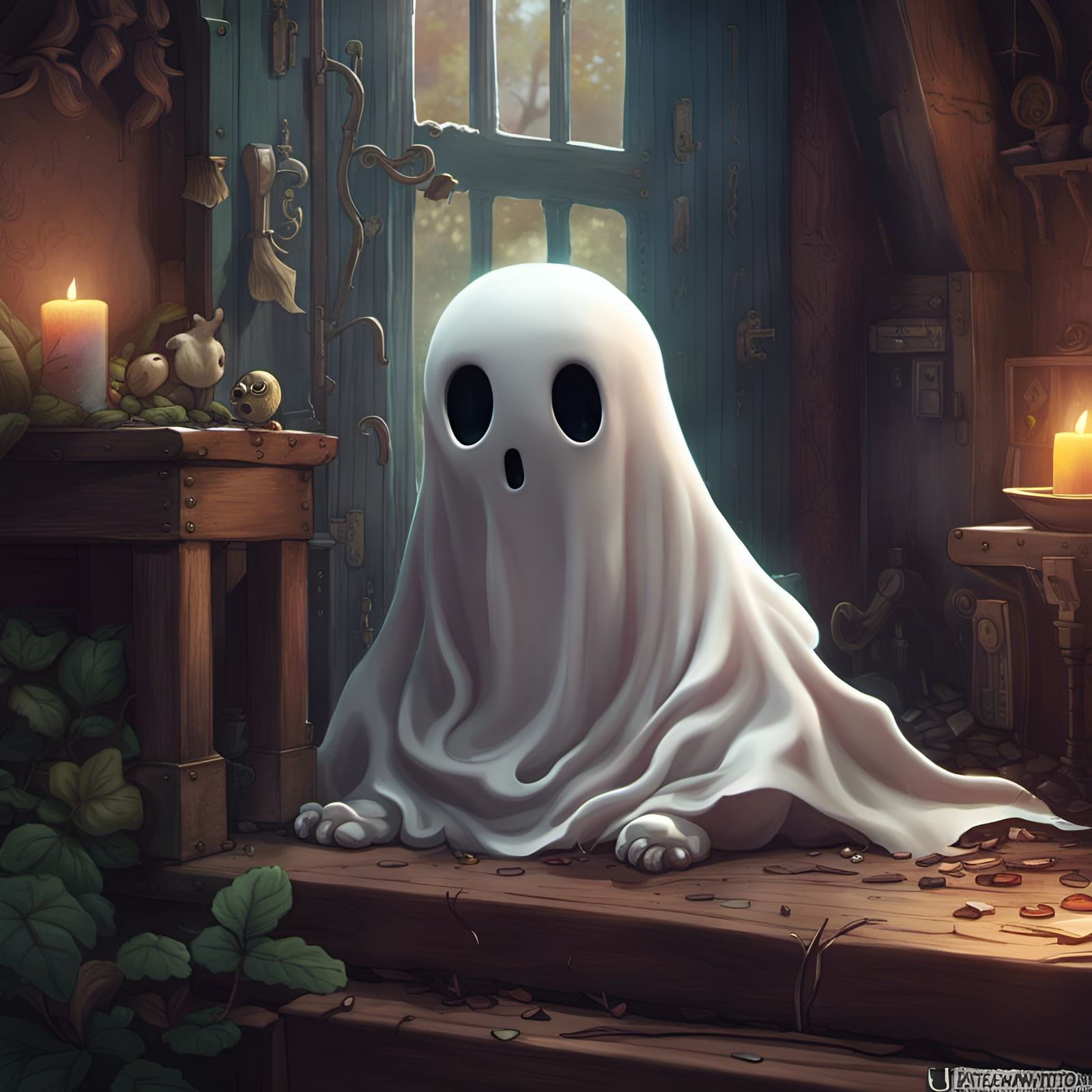 Sad Ghost in Abandoned House, Fantasycore Art
