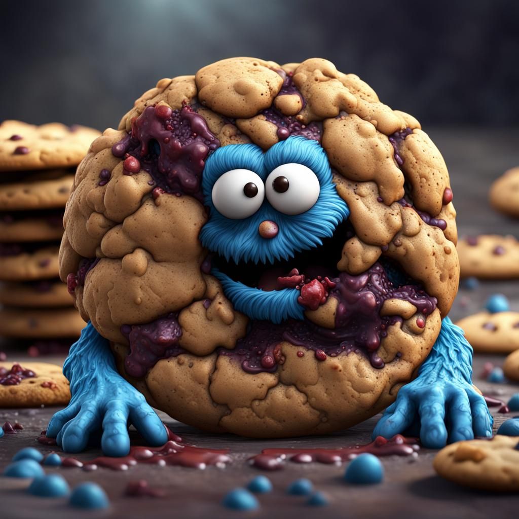 cute zombie cookie monster