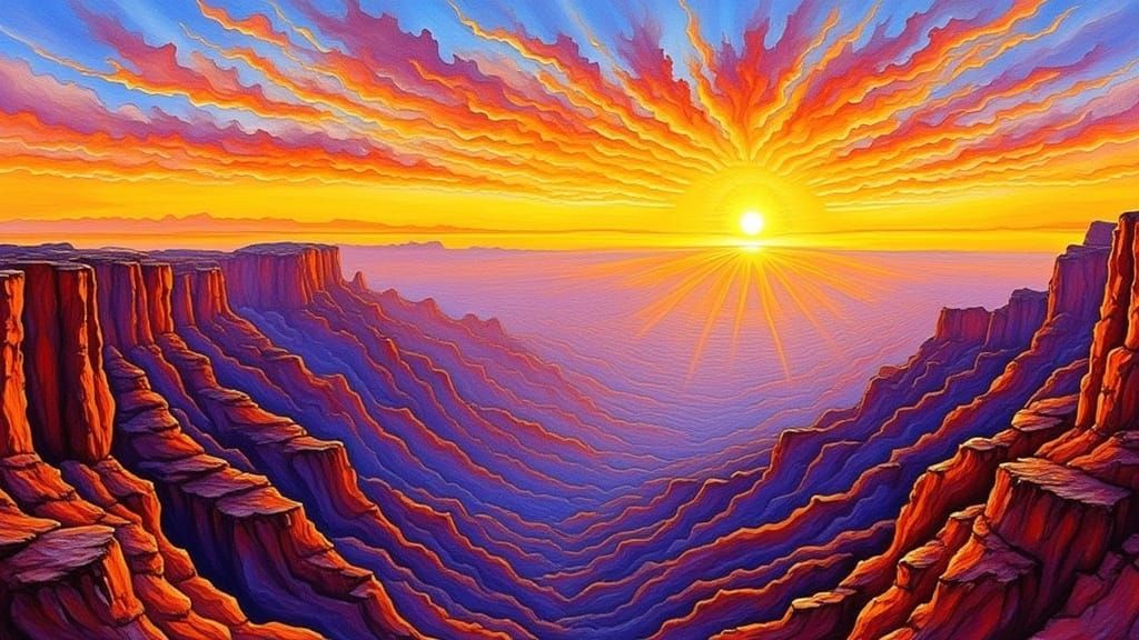 Grand Canyon Sunrise with Flowing Script