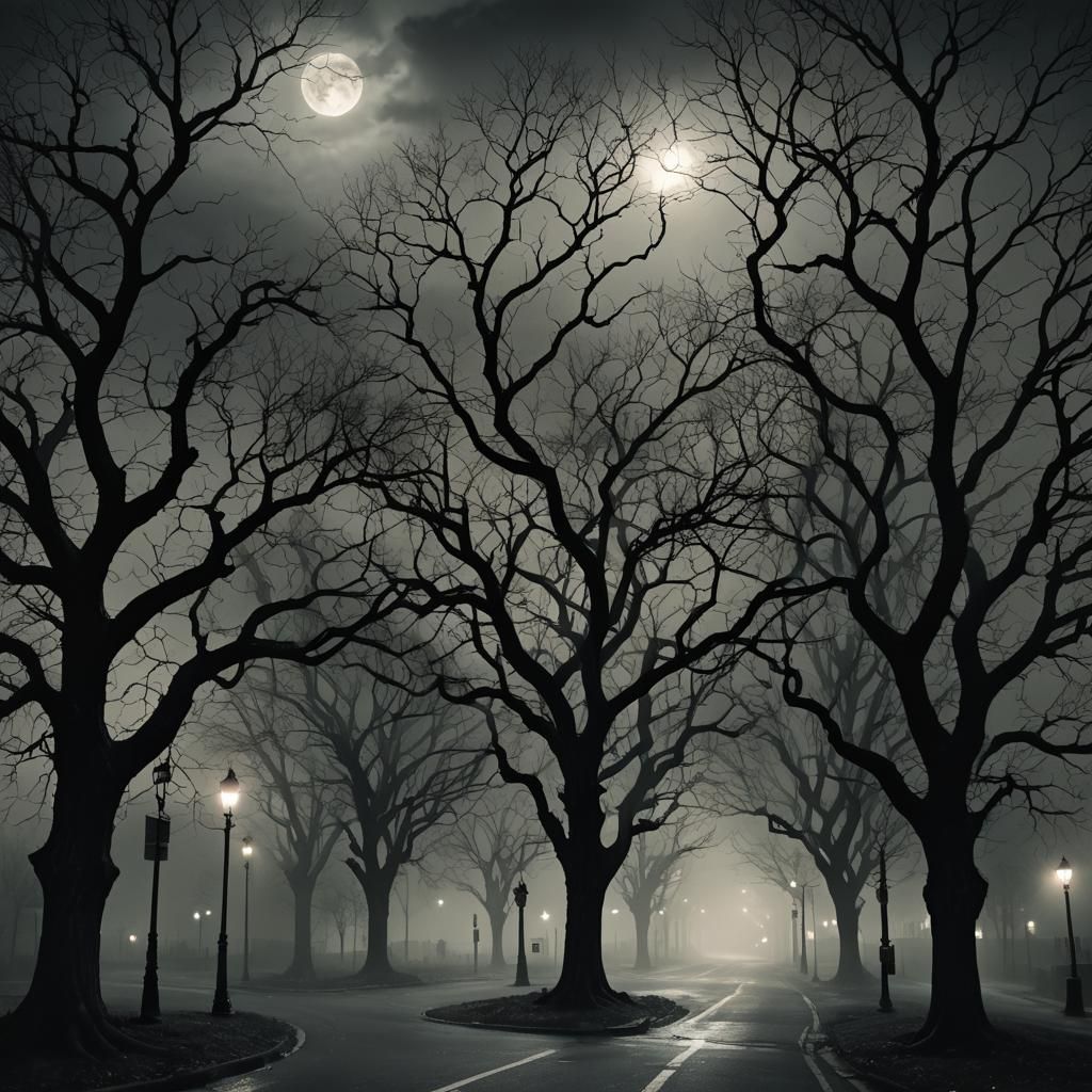 Moonlit Crossroads in Dark Fantasy Style