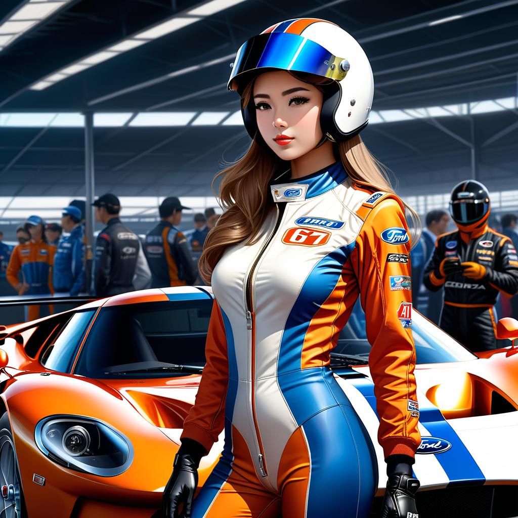 Alluring Race Car Driver in Manga Style