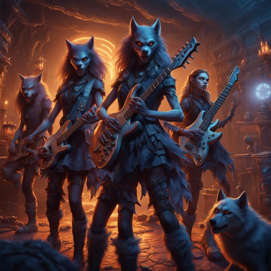 Werewolf Girl Band: Fantasy Concept Art