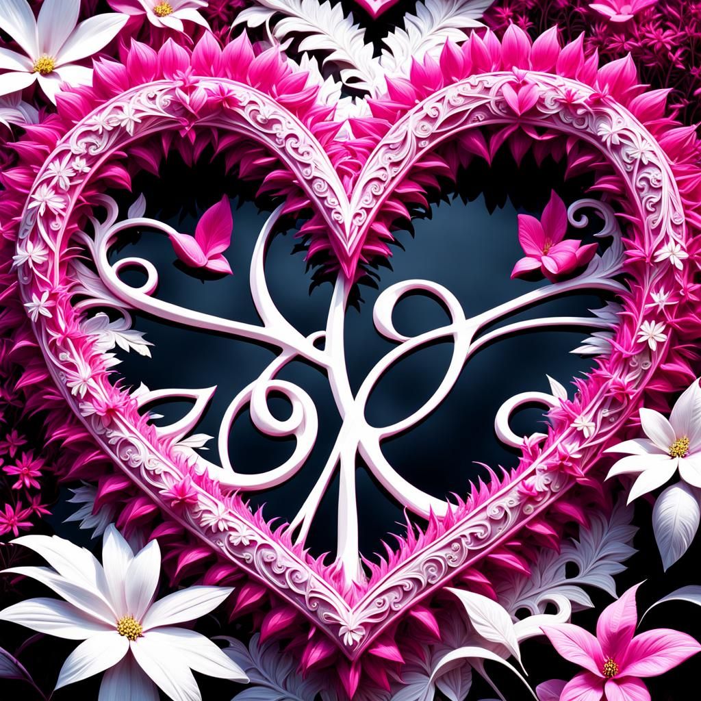 Chaotic Garden with Peaceful Soul and Pink Heart