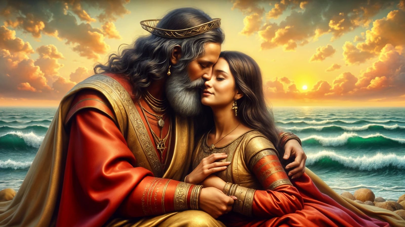 Renaissance Masterpiece: Intimate Kiss in Hyperrealistic Sty...