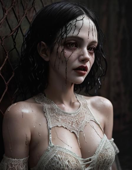 Gothic Lace Portrait with Wet Crochet Texture