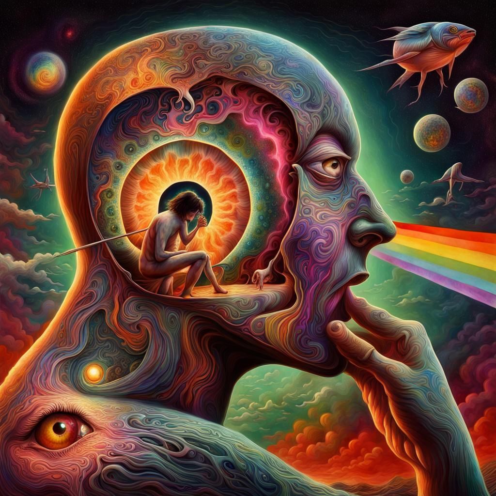 Psychedelic Tribute to Pink Floyd in Mixed Media