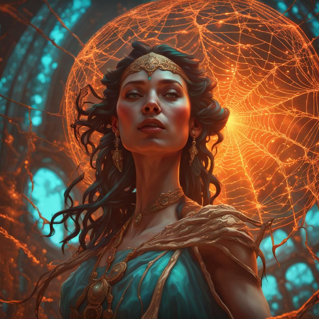 Ancient Goddess Weaving a Cosmic Web