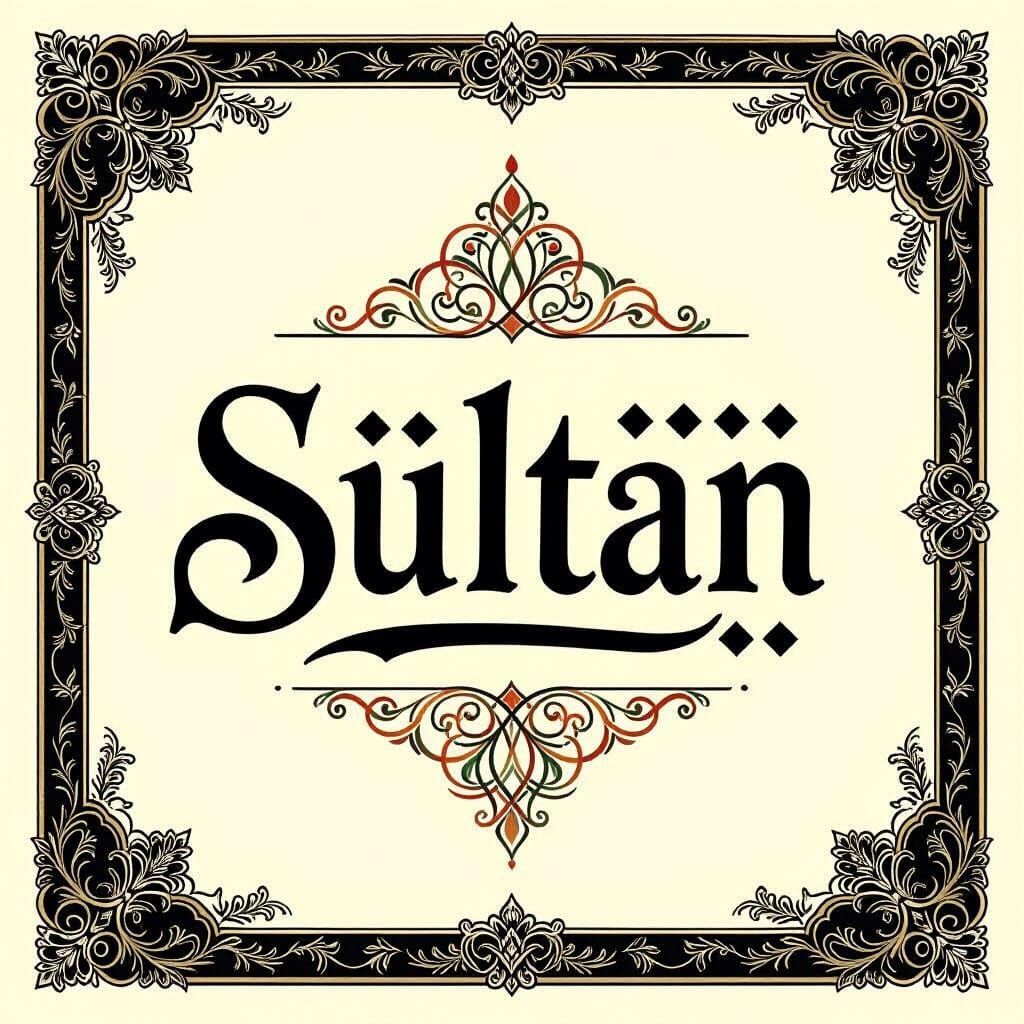 Sultan Name Tattoo Design in Golden Calligraphy