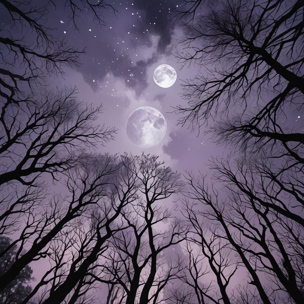 Ethereal Moonlit Forest in Impressionist Style