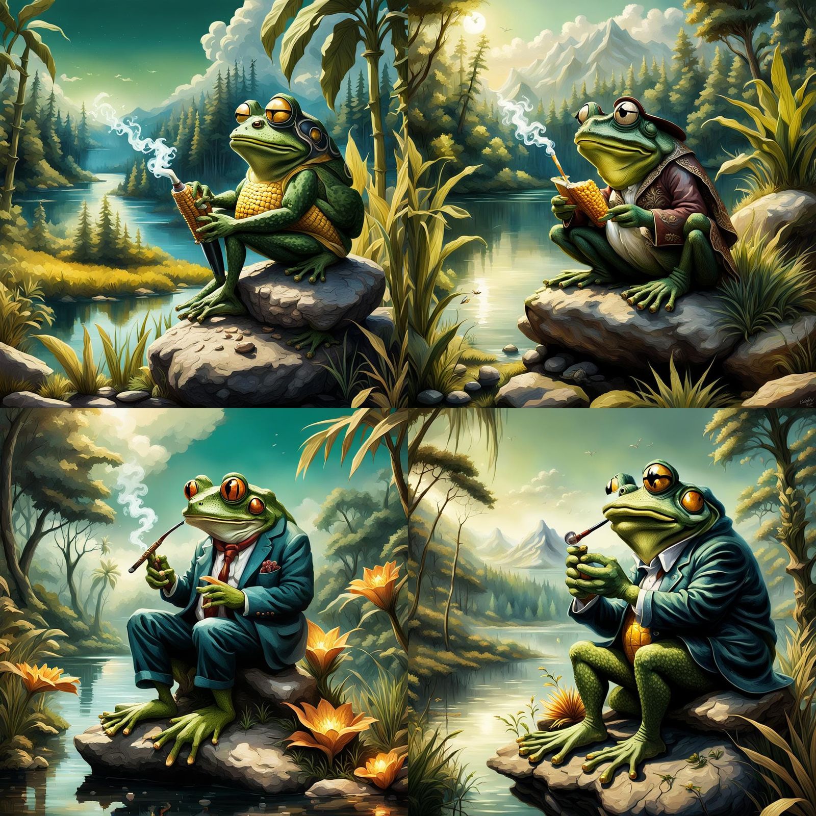 Wise Old Frog Overlooking Hidden Lake