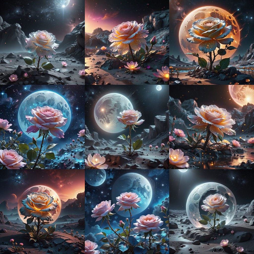 Crystalline Rose Blossom on the Moon