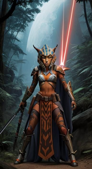 Ahsoka Tano as a Predator Yautja Warrior