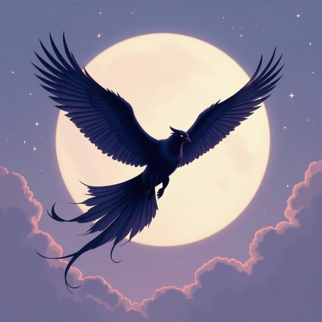 Cat Soaring Through Twilight Sky in Digital Art Style