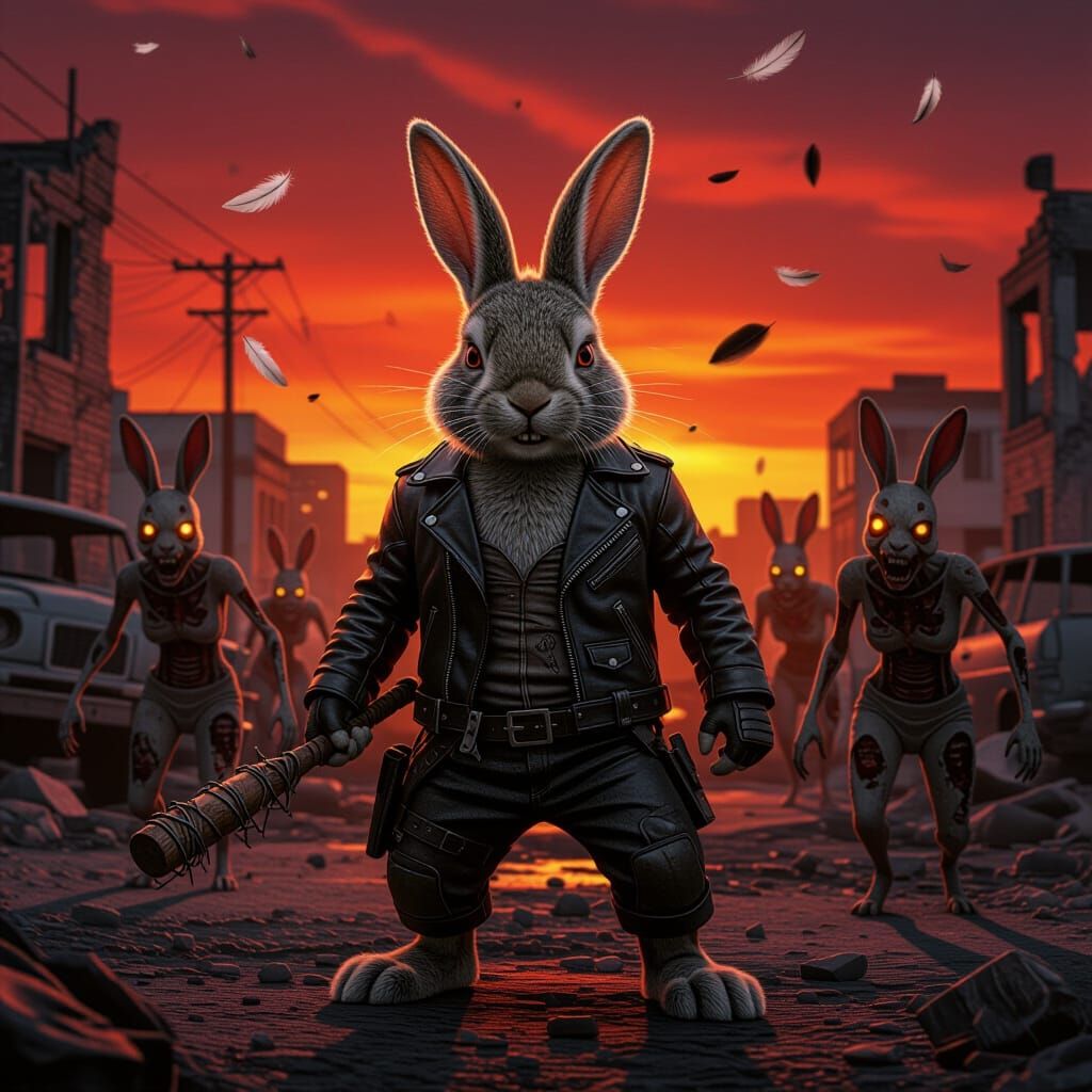 Post-Apocalyptic Bunnies in The Walking Dead Style