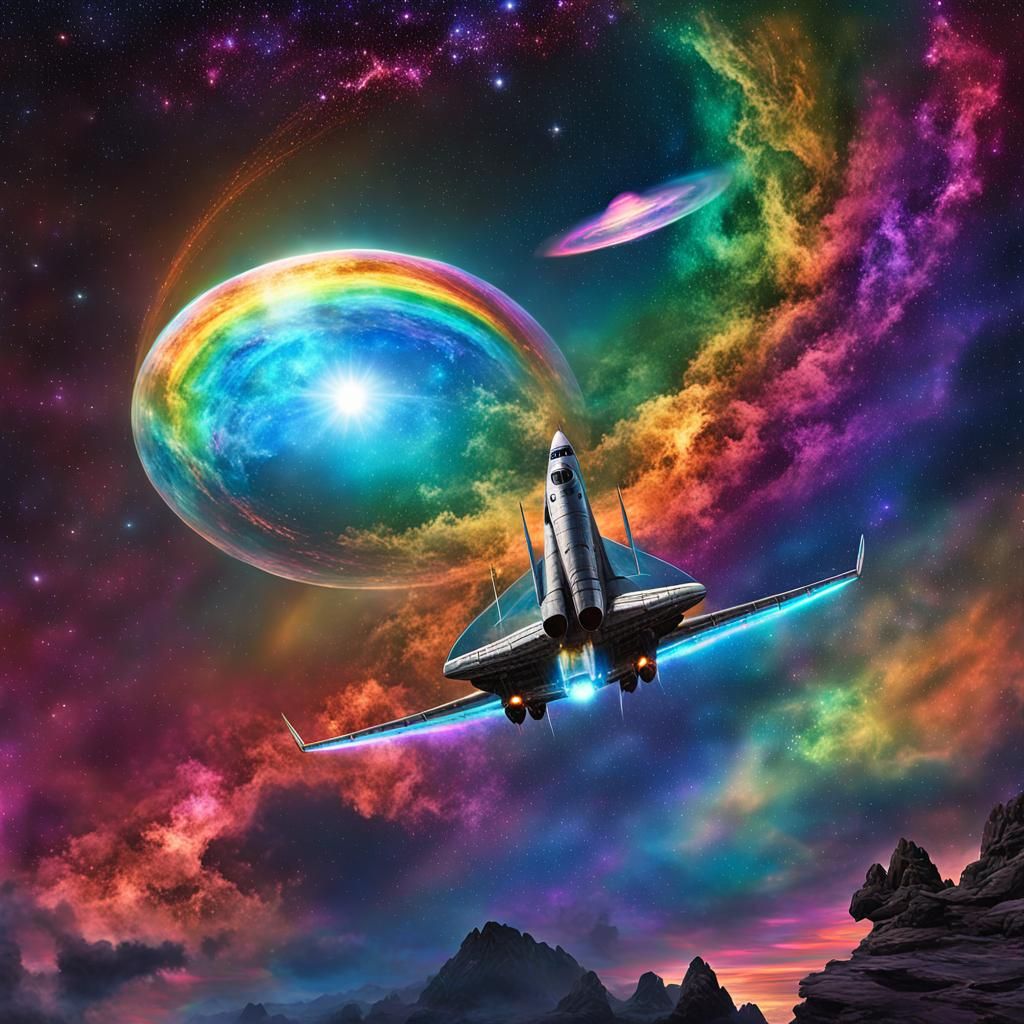 Cosmic Rainbow Nebula Journey