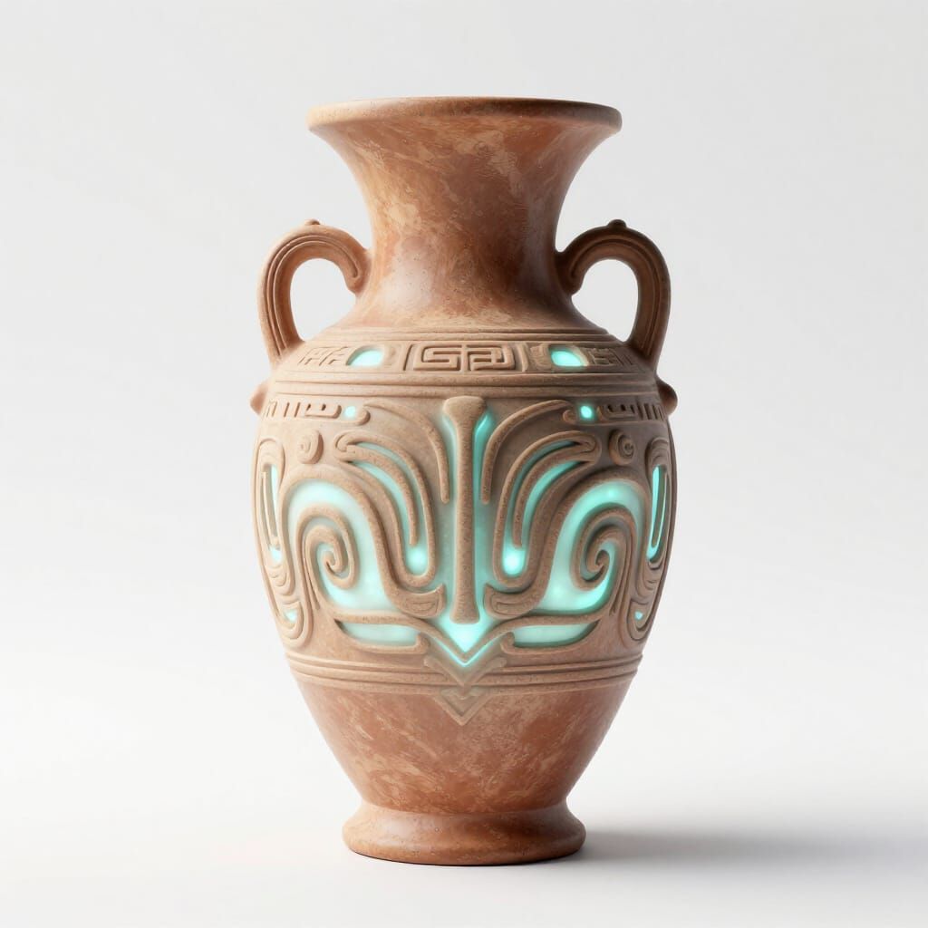 Earthy Bioluminescent Vase 3D Render