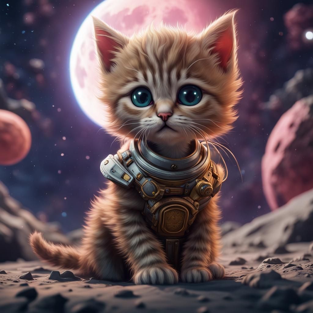 Kitten Moon Date: Detailed Fantasy Concept Art