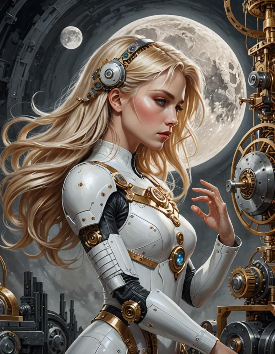 Surreal Woman with Biomechanical Arm, Digital Art