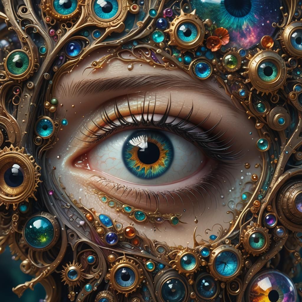Magical World Reflected in Woman's Eye
