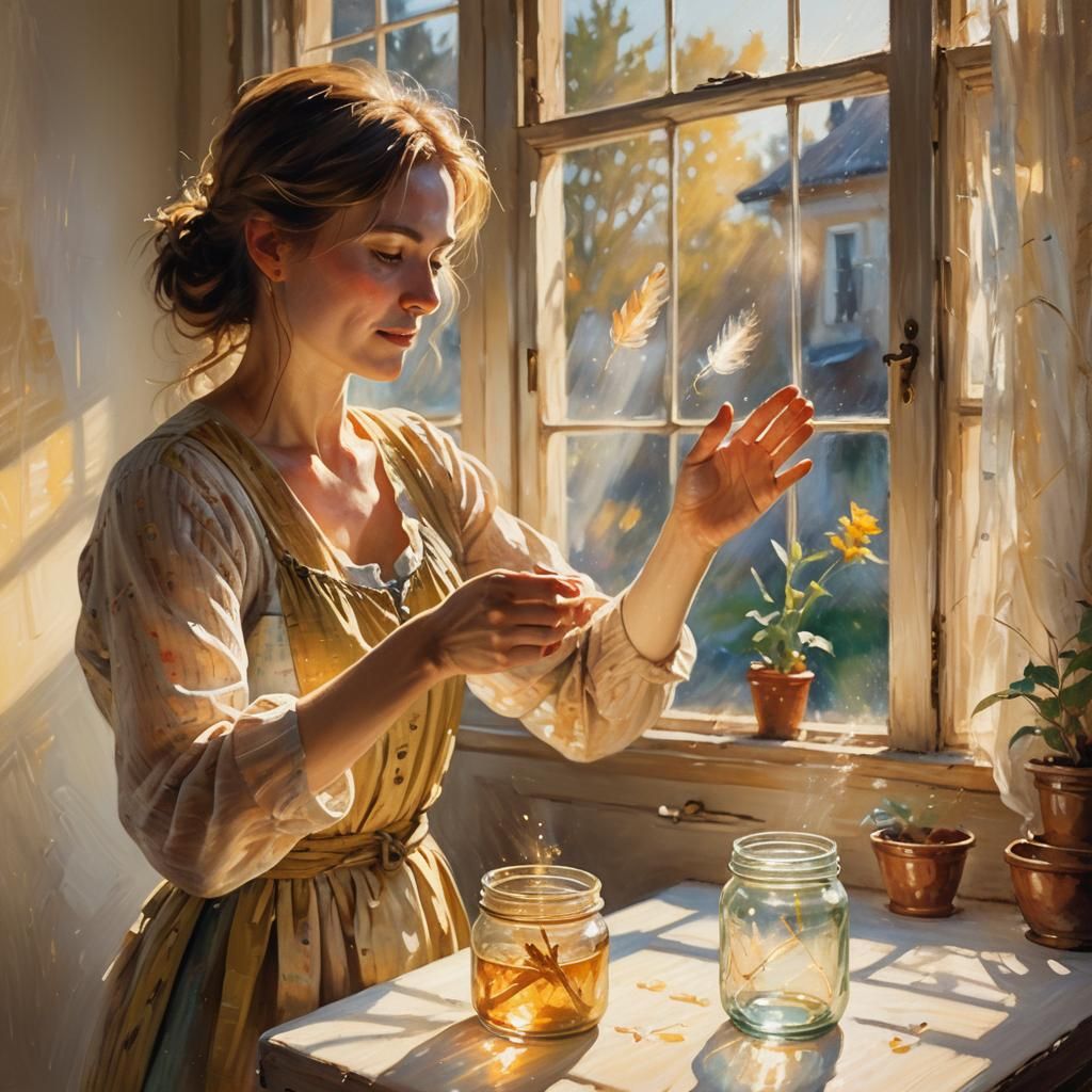 Woman Captures Light: Impressionism Style