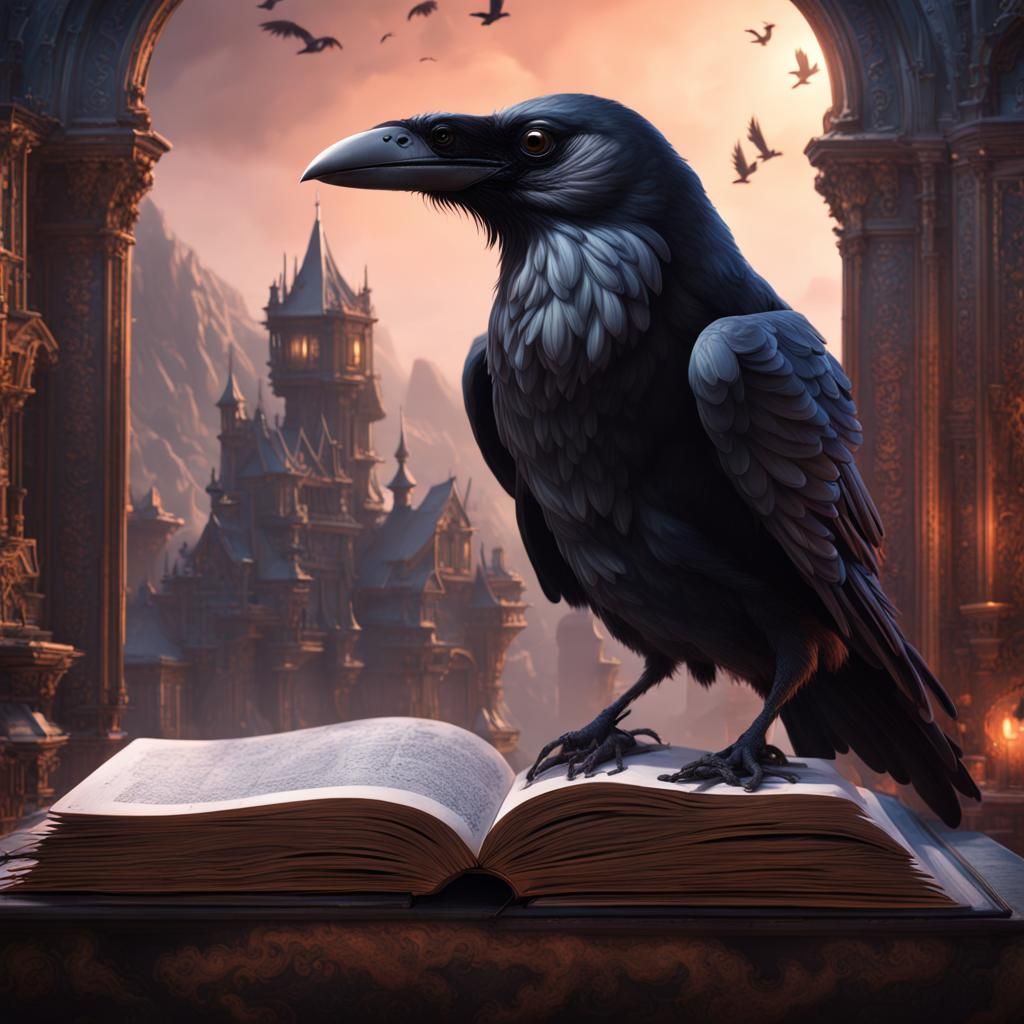 Raven Emerges from Book: Fantasy Concept Art