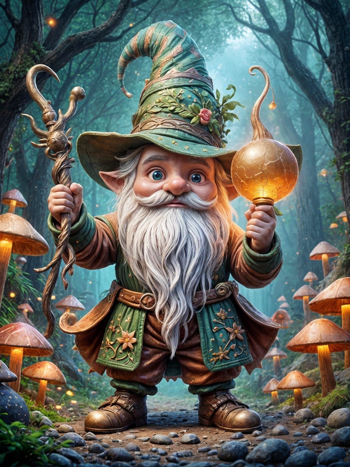 Whimsical Gnome in Magical Forest