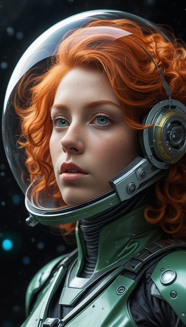 Hyperrealistic Space Beauty in Futuristic Suits