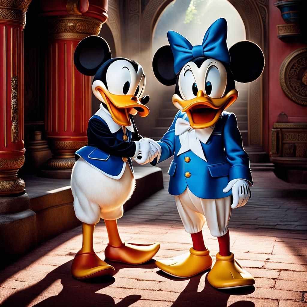 Donald Duck and Minnie Mouse Flirting