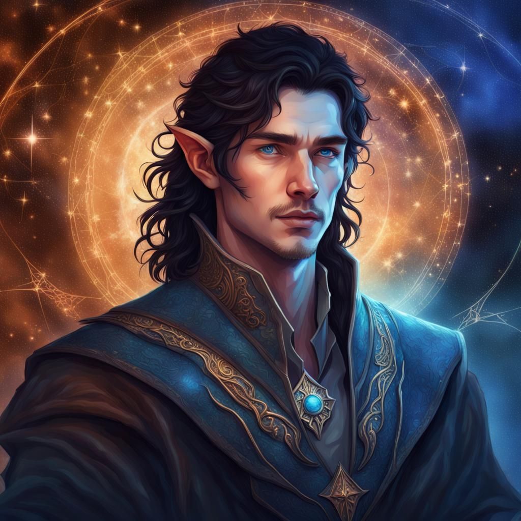 Elven Astrologer Portrait in Detailed Digital Art