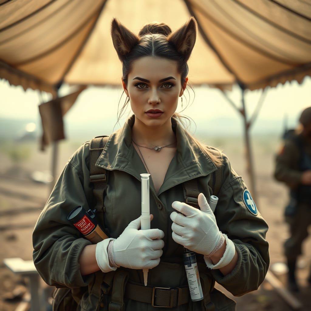 Battle-Hardened Medic at Field Hospital