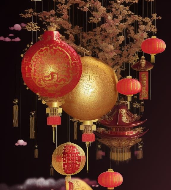 Abundance for Chinese New Year in Mixed Media