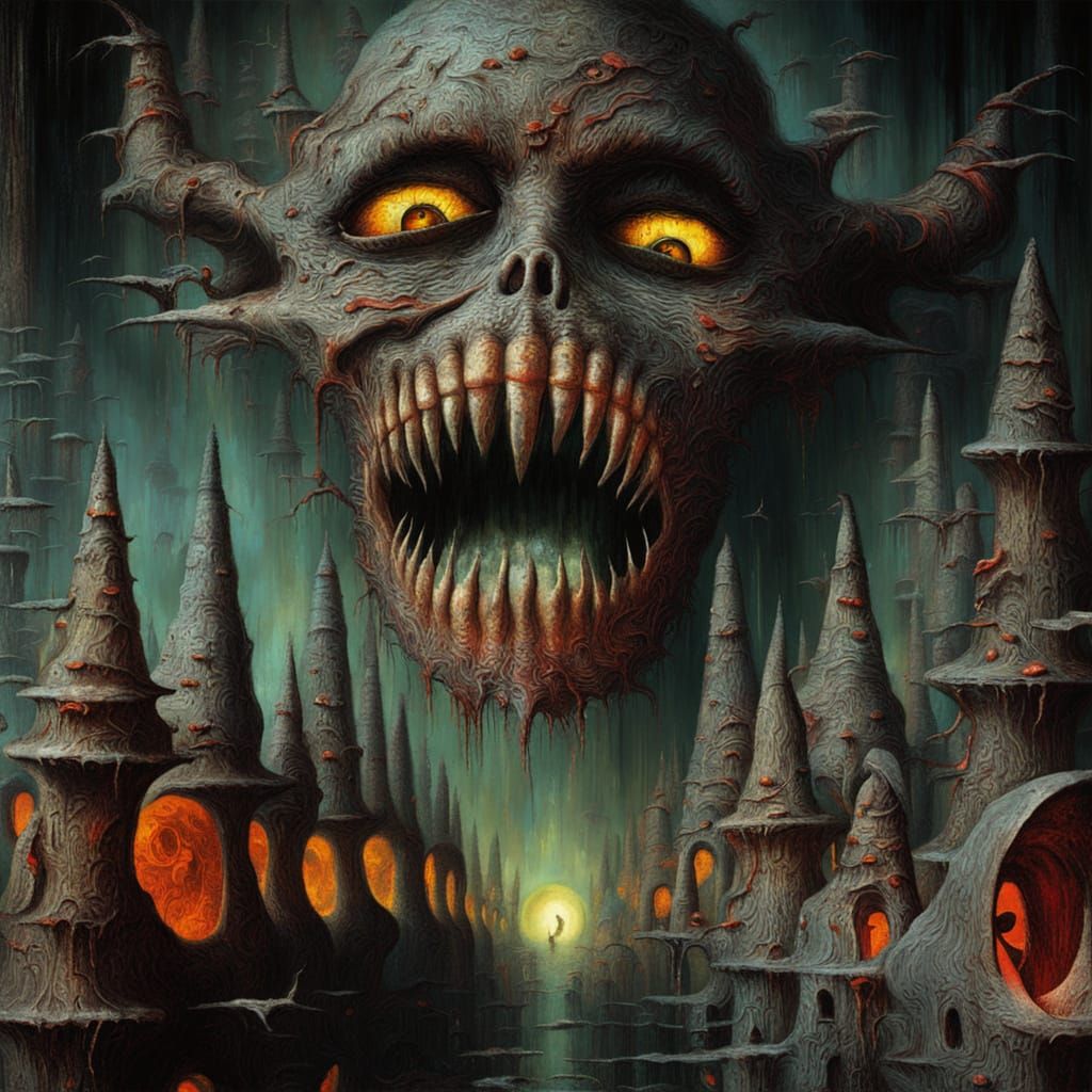 Evil House Portrait in Biomechanical Style