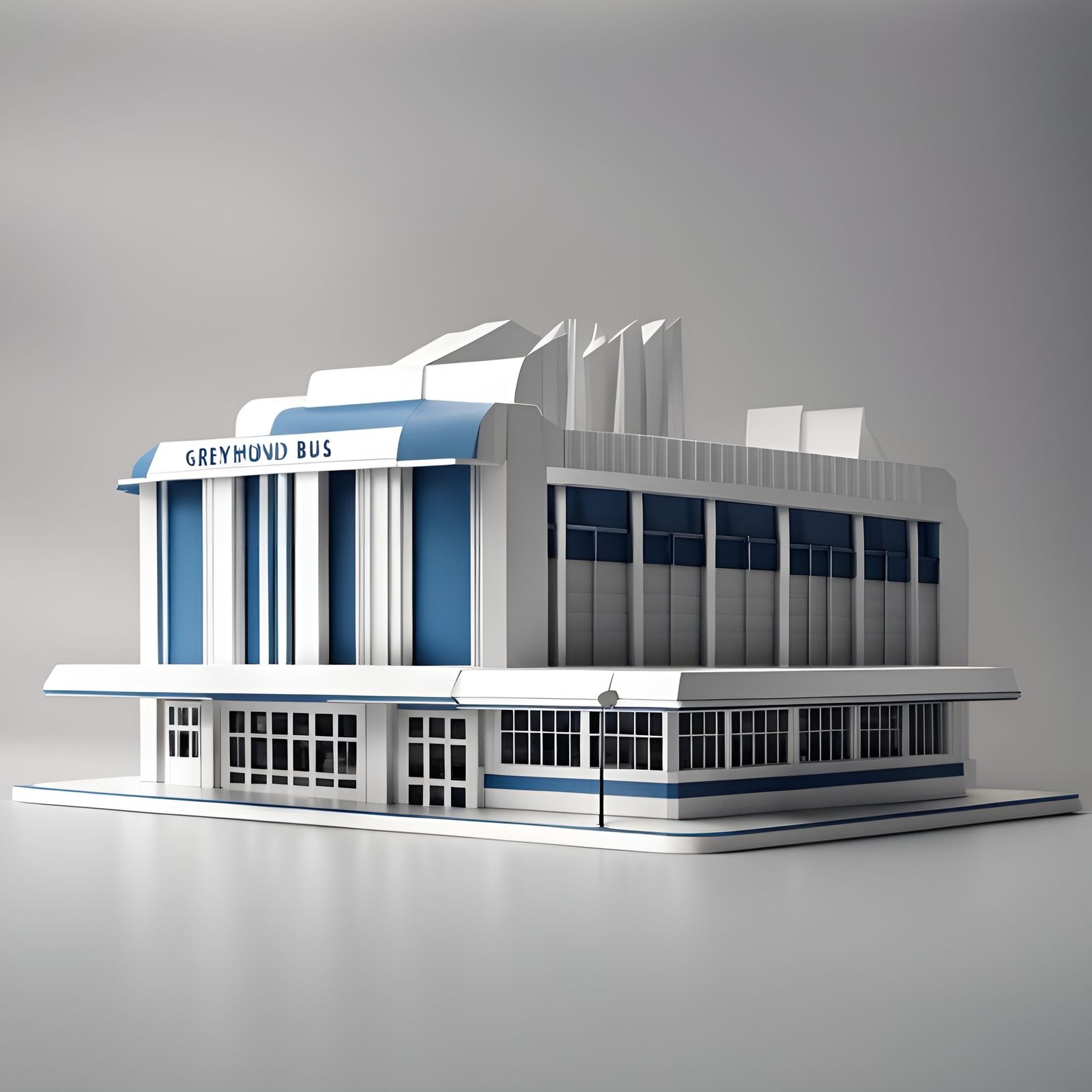 Papercraft Greyhound Bus Station