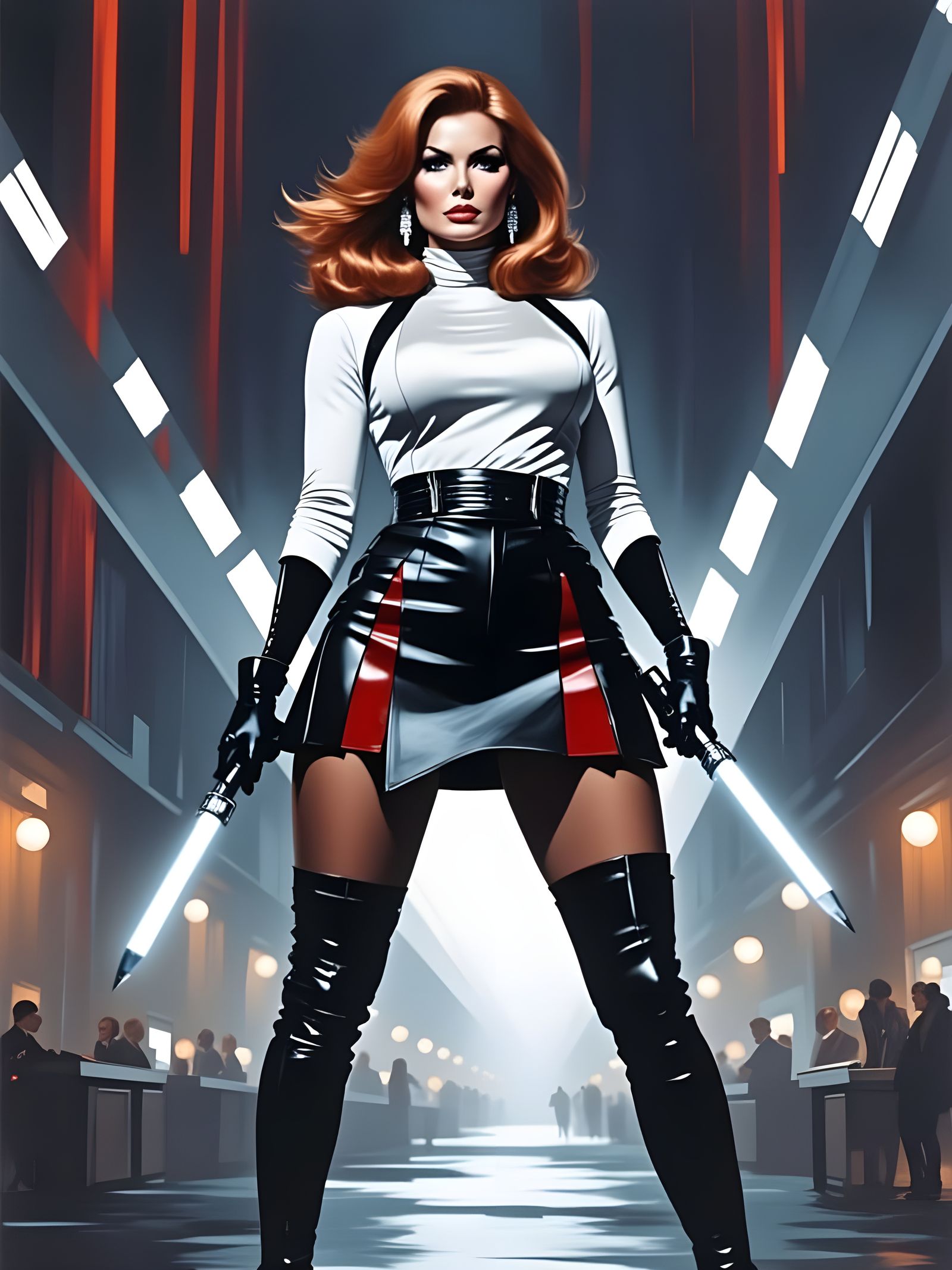 Space Soldier Action Shot with Batons